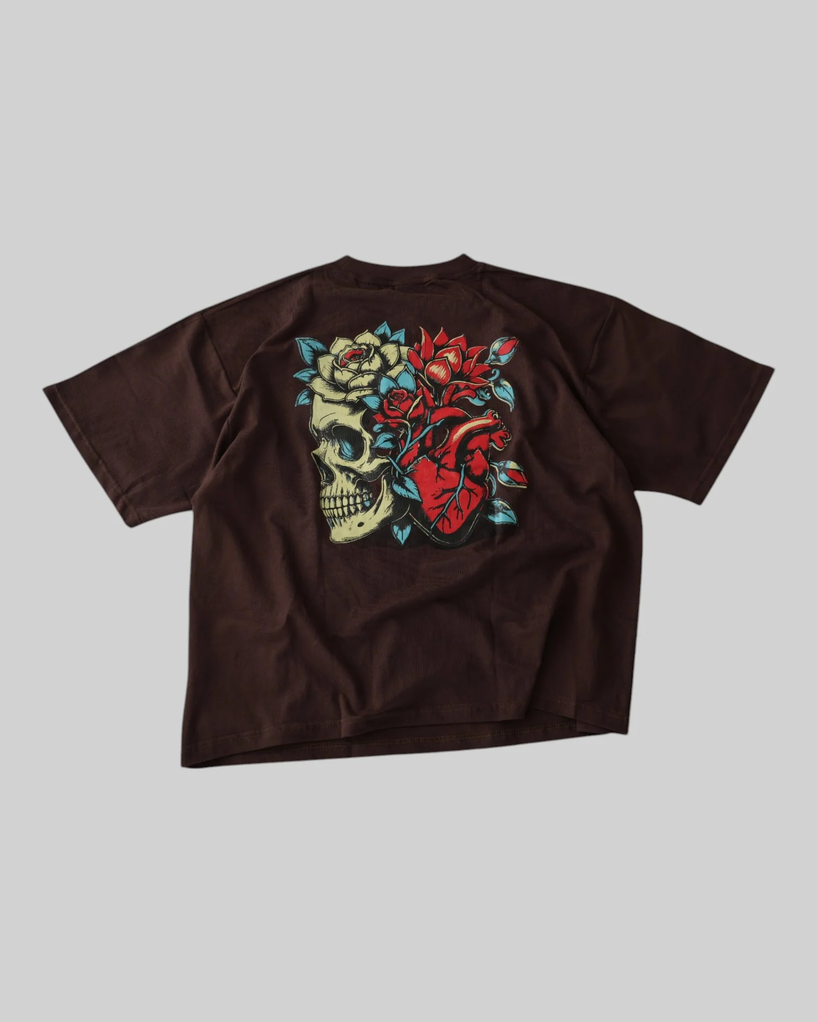 STSL® Heavy Oversize T-Shirt – Skull Dark Chocolate (220 GSM) - Image 7