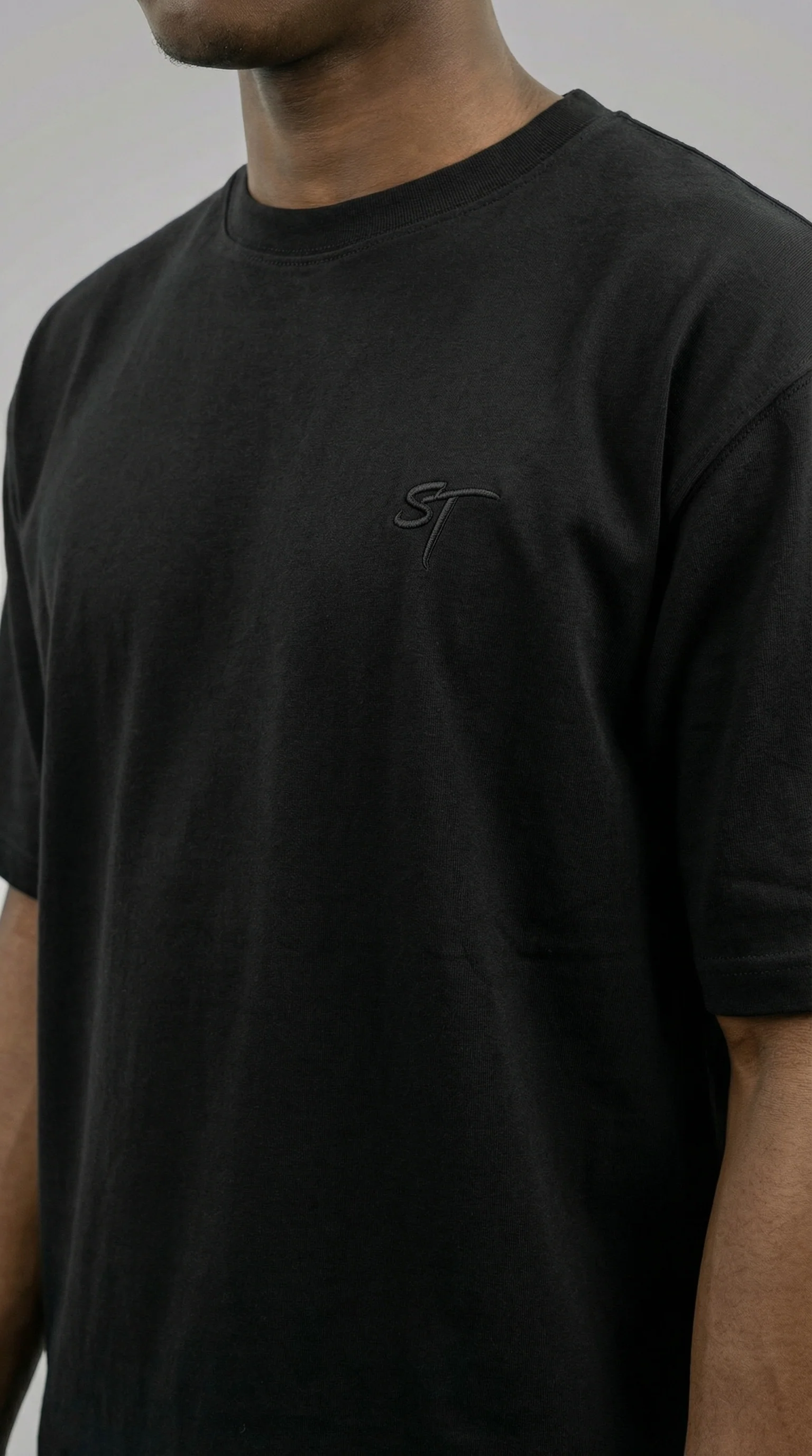 STSL® Heavy Oversize T-Shirt – Pure Black (220 GSM) - Image 5